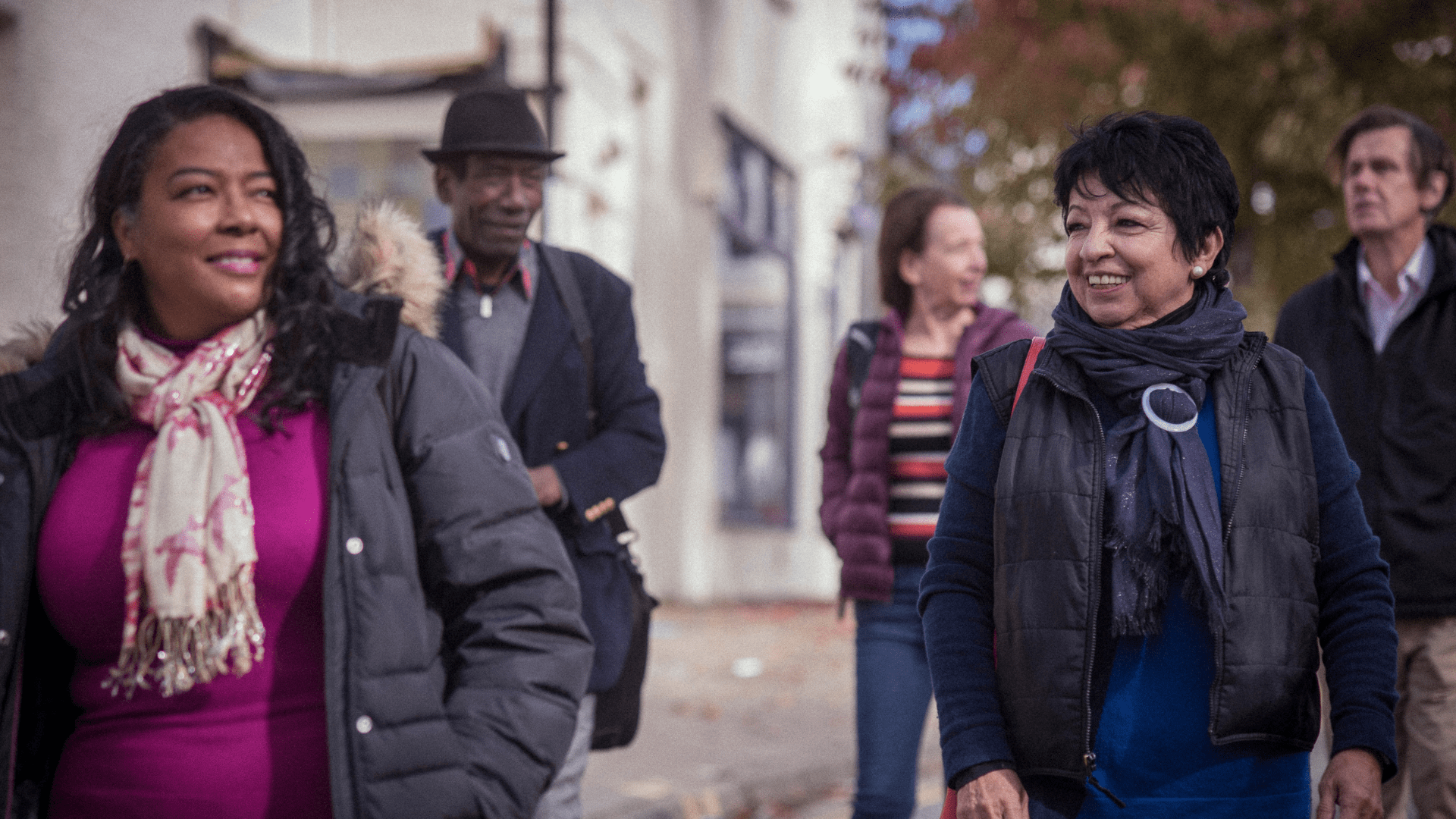 Group of older people walking