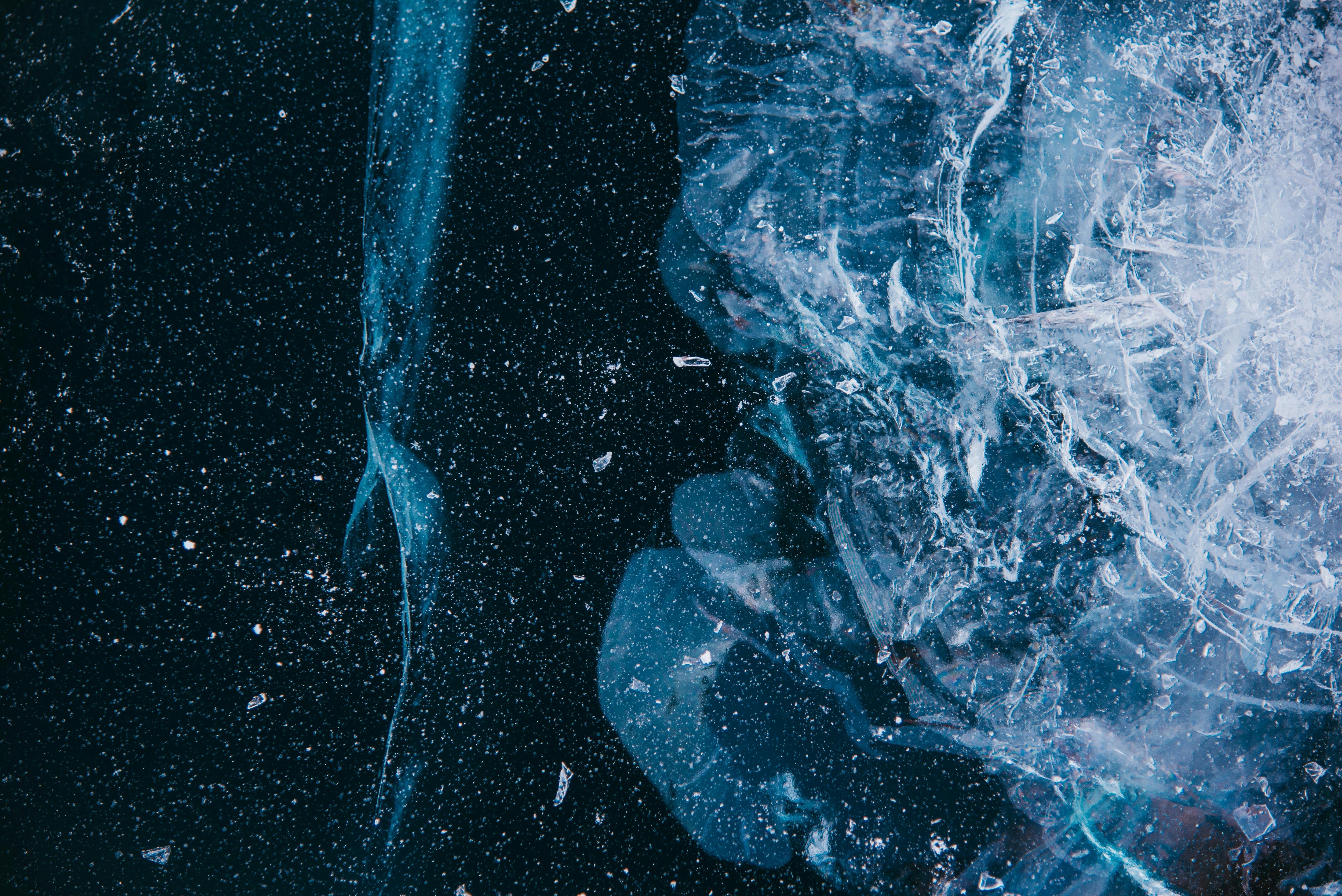 An explosion of a frozen surface