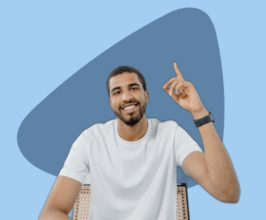 Man pointing up