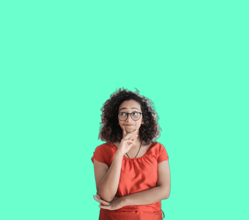 Woman rubbing her chin